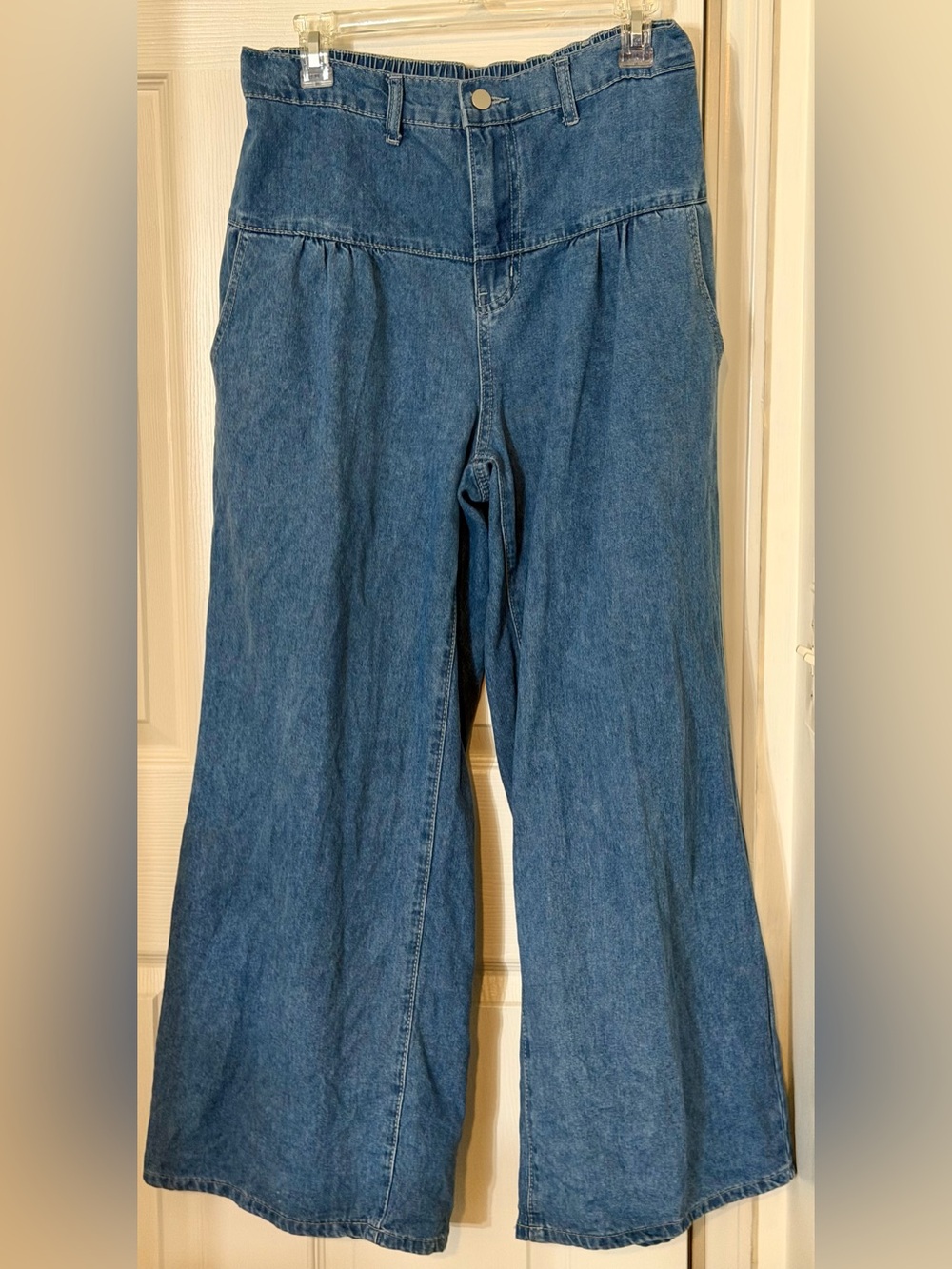 Classic Wide-Leg Blue Denim Jeans for Women